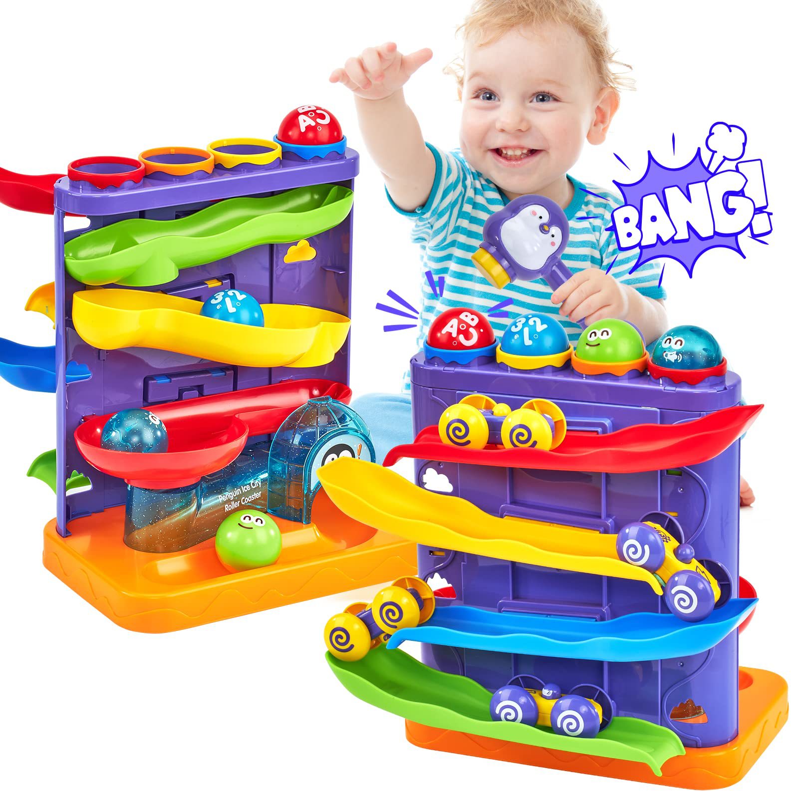 Cross-border Amazon Slide Inertia Toy Children's Hands-on Ability Adventure Hit Gophers Penguin Slide Knock Music