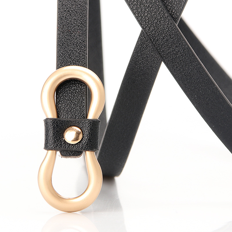 New women's belt simple 8-word buckle all-match shirt dress narrow belt non-hole pu decorative thin belt