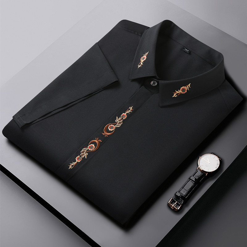 AliExpress plus size Short-sleeved Shirt Men's Summer Thin Micro-elastic Business Casual Plus Large Fat Big Brother Embroidered Shirt