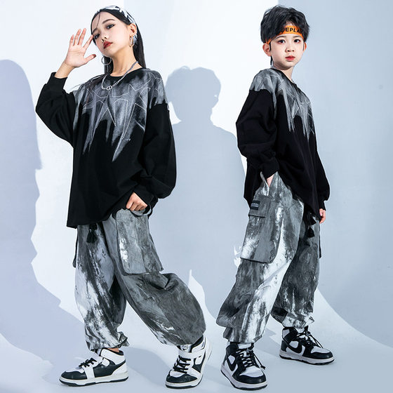 Hip hop children's fashion clothes boys' hip hop dance practice clothes suit girls' cool handsome performance clothes children's performance clothes