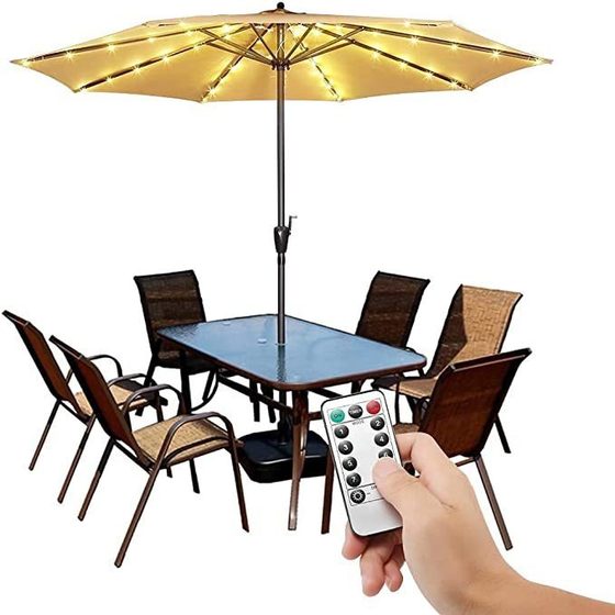 Amazon Outdoor Solar Umbrella Light String Garden Lawn Parasol Light Band 104 Lights Solar Umbrella Light String