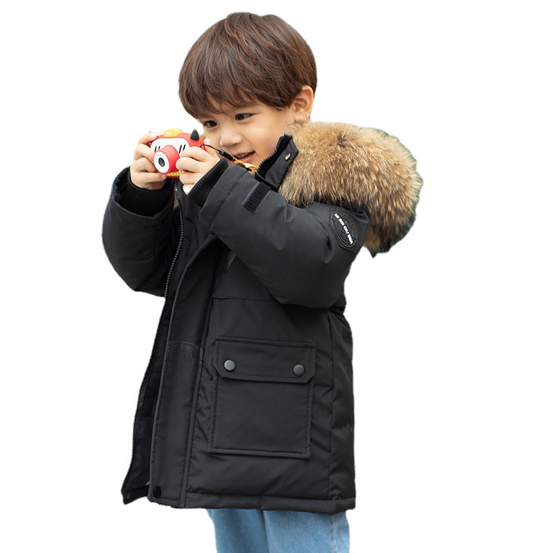 Children's down jacket Boys' mid-length 2023 new western style medium and big children thickened little boys' winter down jacket