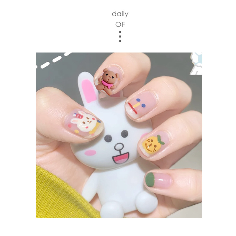 Nail jewelry wholesale Bear rabbit butterfly strawberry carrot Japanese cute resin live mixed decorations