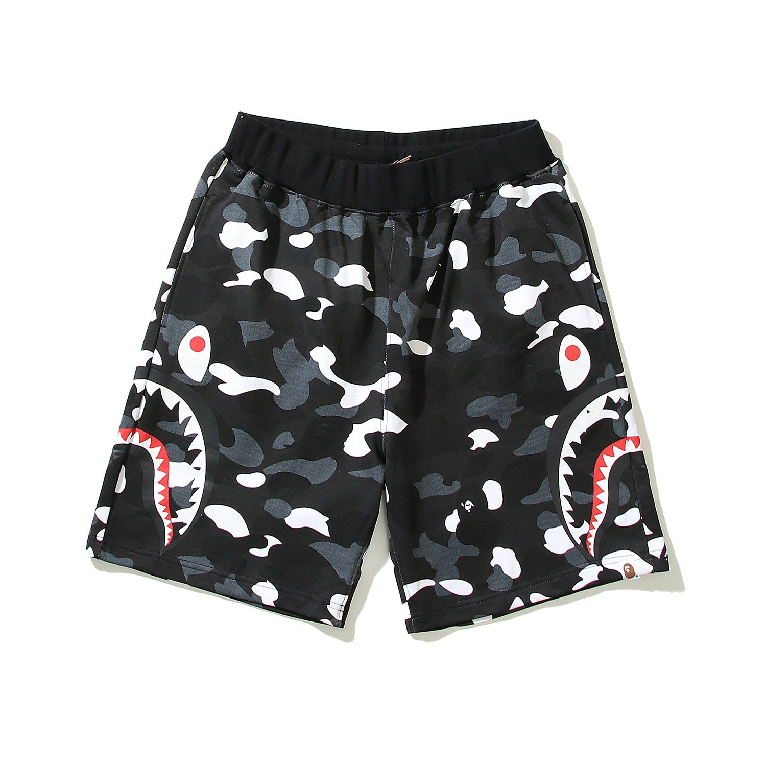 Cross-border in stock and fast delivery Shark Camouflage Youth Casual Shorts Medium Pants Men and Women Pure Cotton Luminous Beach Pants Sweatpants