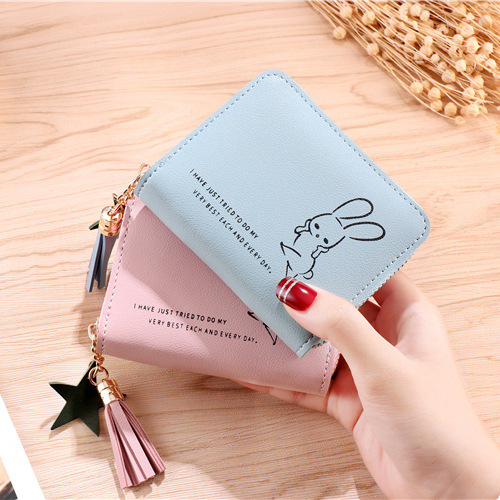 New Women's Coin Purse Short Zipper Coin Bag Cute Small Bag Chemical Fiber Textile Myanmar Chinese Selected