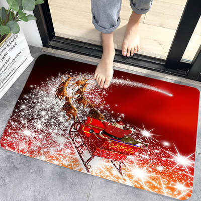 Cross-border Spot Christmas Mat Printed Carpet Door Mat Household Cartoon Bathroom Absorbent Foot Mat Door Non-slip Mat