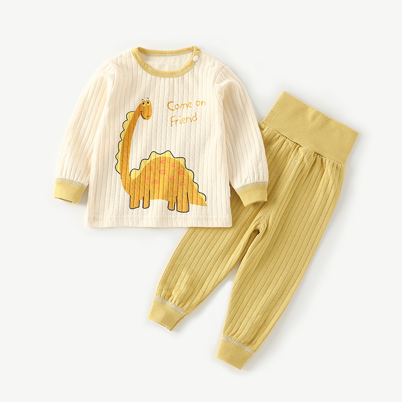 Baby's Autumn Clothes Set Cotton Baby's High Waist Belly Protection Pajamas for Boys and Girls Home Clothes Spring and Autumn Children's Underwear