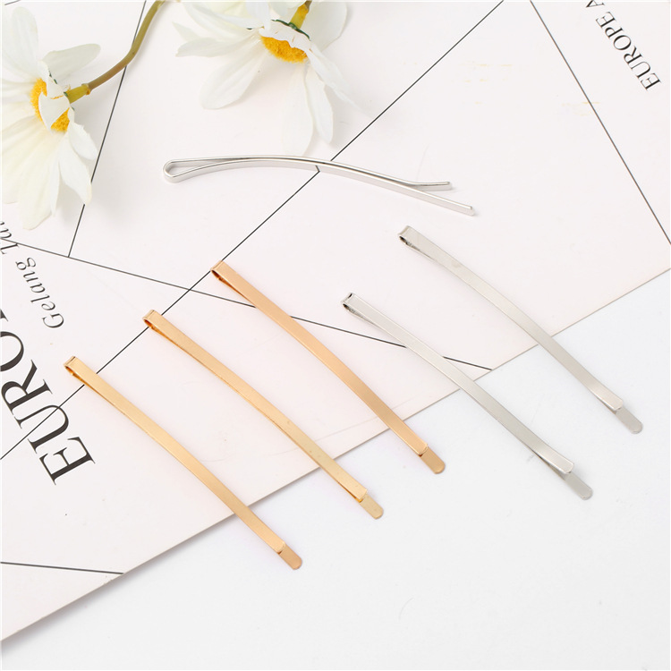 Factory direct supply width 0.4cm length 8.5cm one-character clip Pearl hairpin European and American elegant temperament Jane