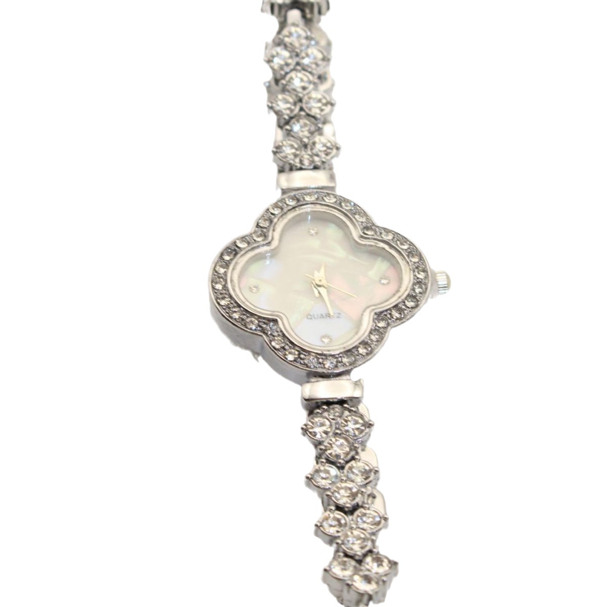 Fashionable ladies' watch with a four - leaf clover dial, inlaid with diamonds and featuring a mermaid design. A high - quality quartz watch