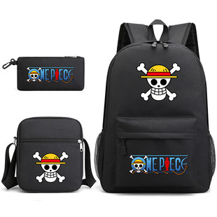 One Piece Schoolbag Three-piece Game Peripheral Backpack Large Capacity Middle School Student Outdoor Campus Computer Canvas Bag