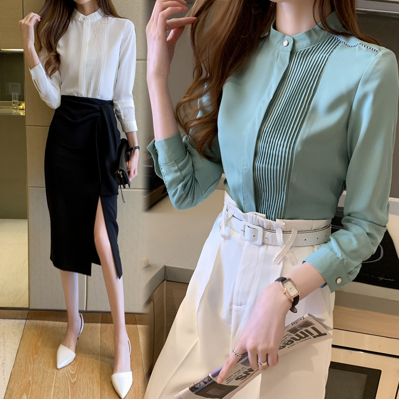 AliExpress 2024 spring new Korean style shirt women's long-sleeved commuter top women's fashion bottoming shirt