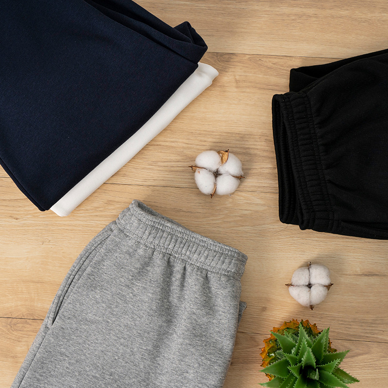 High-end 430g plus velvet padded sports pants men's autumn and winter new loose pants toe cotton casual warm pants women