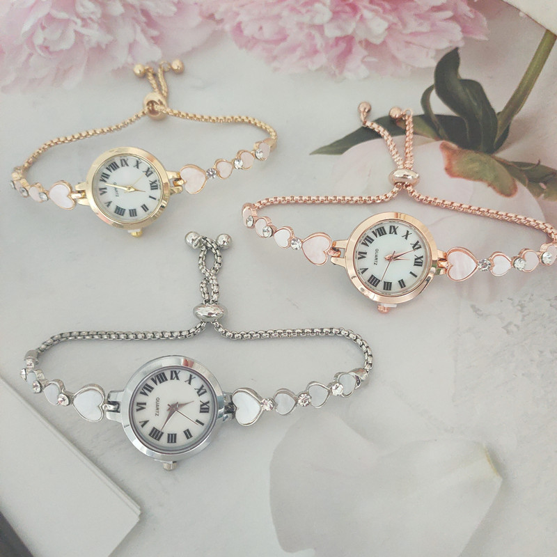 Foreign trade explosions fashion thin with diamond love ladies watch pull rope free adjustment heart bracelet watch wholesale