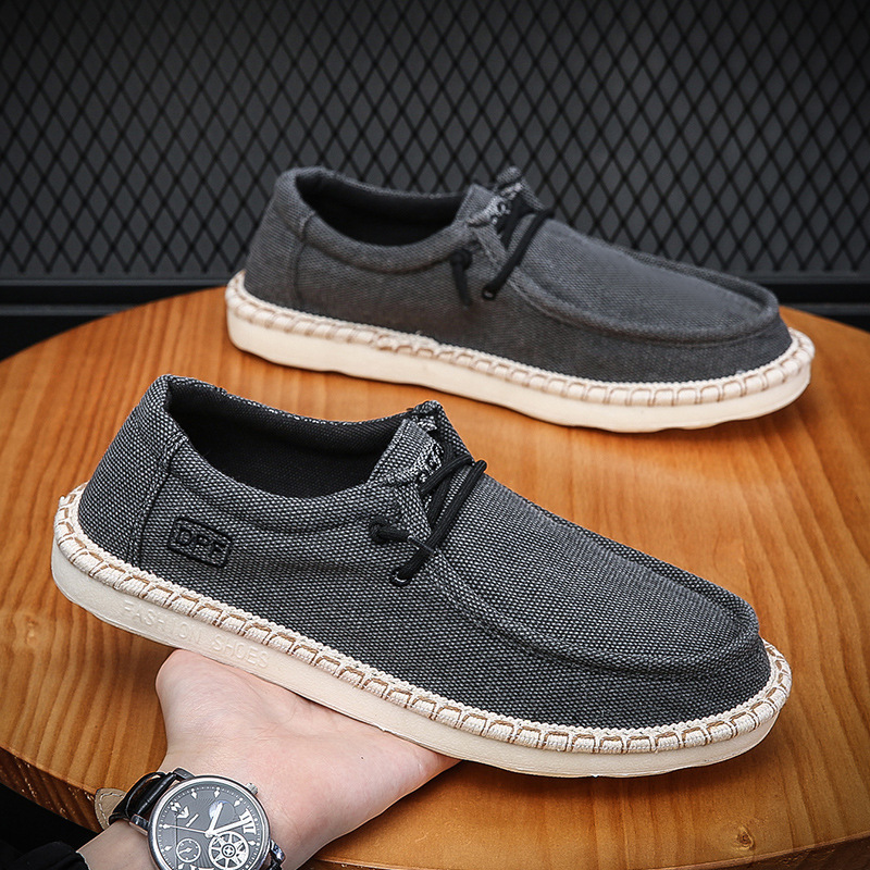Men's Old Beijing Cloth Shoes Breathable Slip-on Foreign Trade Men's Shoes Spring and Summer 2023 New Retro Casual Canvas Shoes