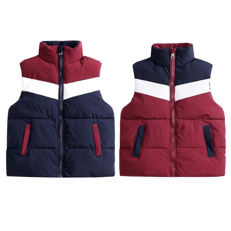 Children's down cotton vest autumn and winter boys and girls color matching baby warm vest college style kindergarten vest