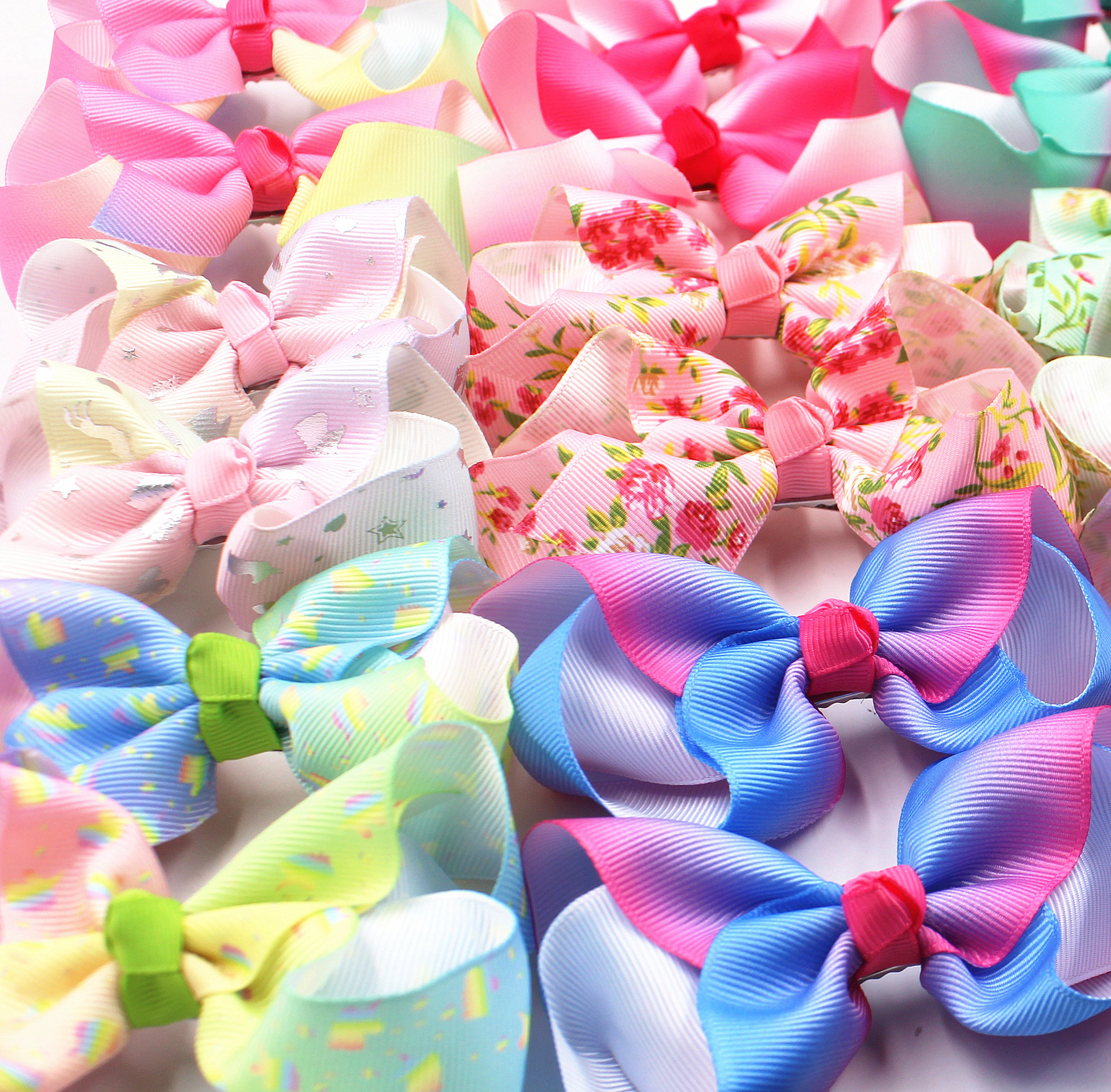 European and American children's jewelry 5inch bow hairpin gradient color rainbow bubble flower girl hairpin headdress hair accessories_voghion.com