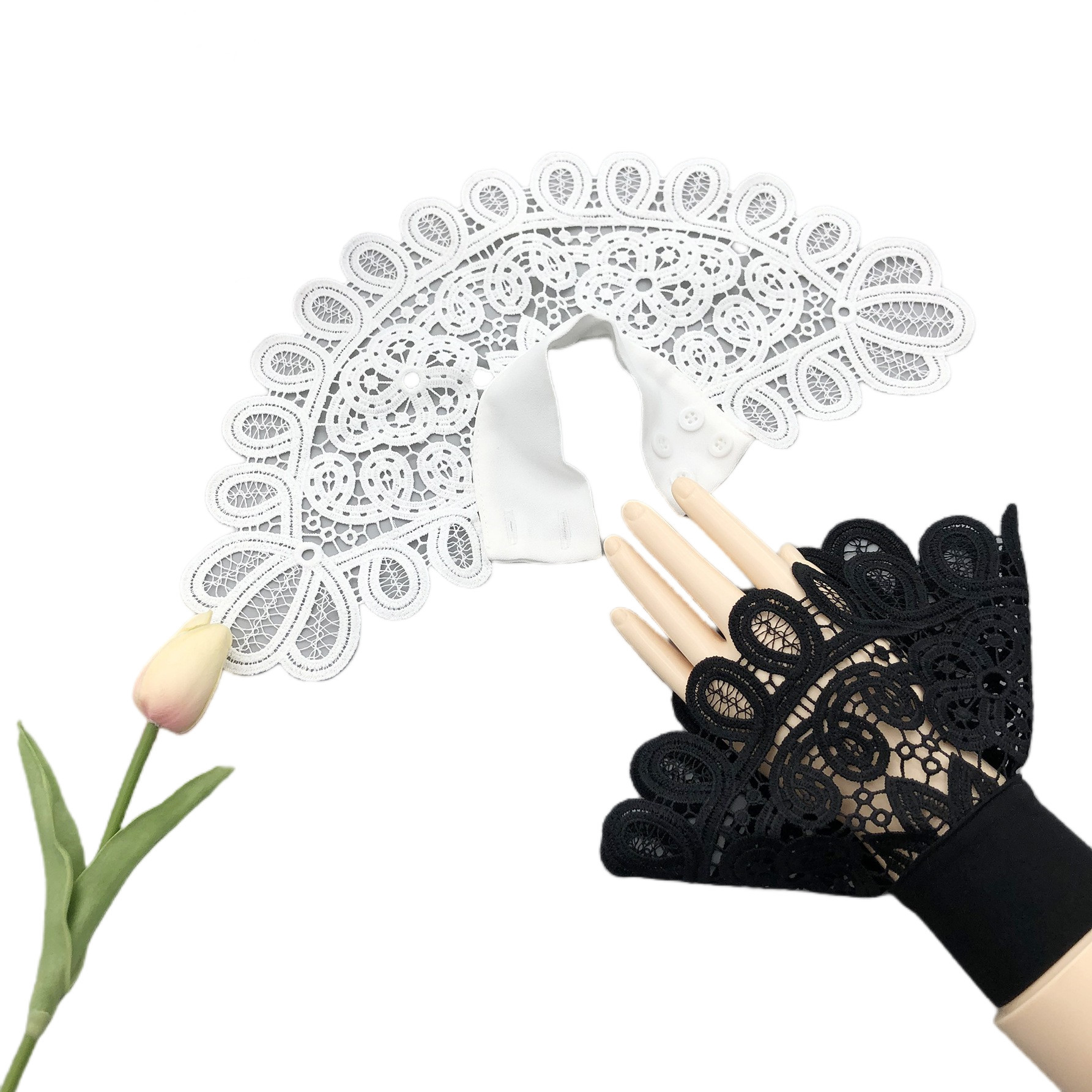 1 pair lace embroidery lace big wave fake cuff wedding casual decoration craft Cuff accessories
