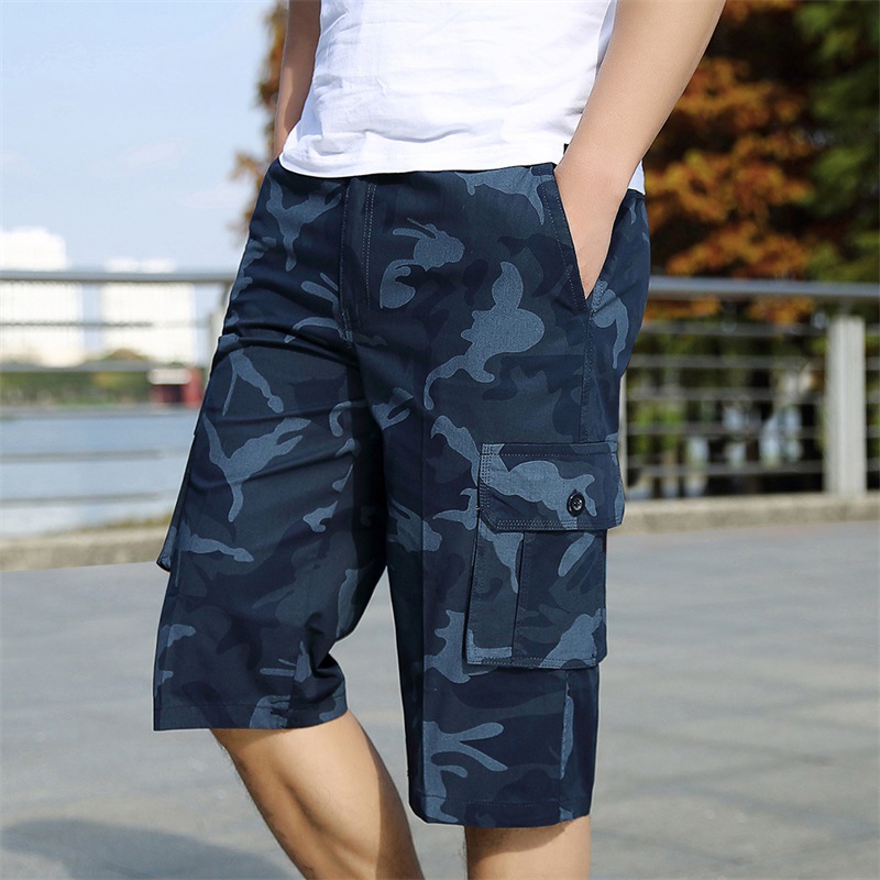 Summer Pure Cotton Pants Men's Men's Camouflage Workwear Capri Pants Men's Large Size Casual Pants Sports Shorts for Men