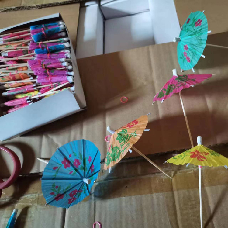 Umbrella Sign Features Disposable Fruit Sign Beverage Cocktail Cake Hamburger Plug-in Cold Dishes Plate Art Decorative Ornaments