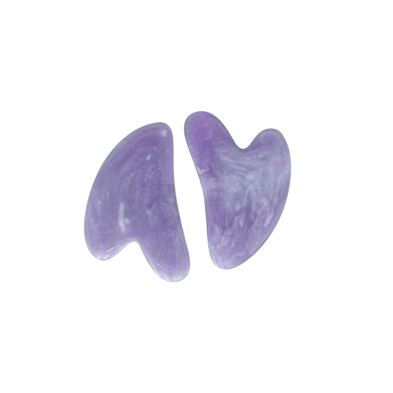 Light powder amethyst color heart-shaped scraping board roller massager facial beauty double-head Roller massage stick