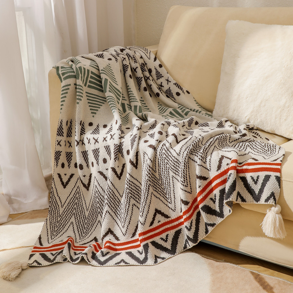 Bohemian Sofa Cover Blanket Bohemian Acrylic Nap Blanket Winter Decoration Small Blanket Bed End Blanket