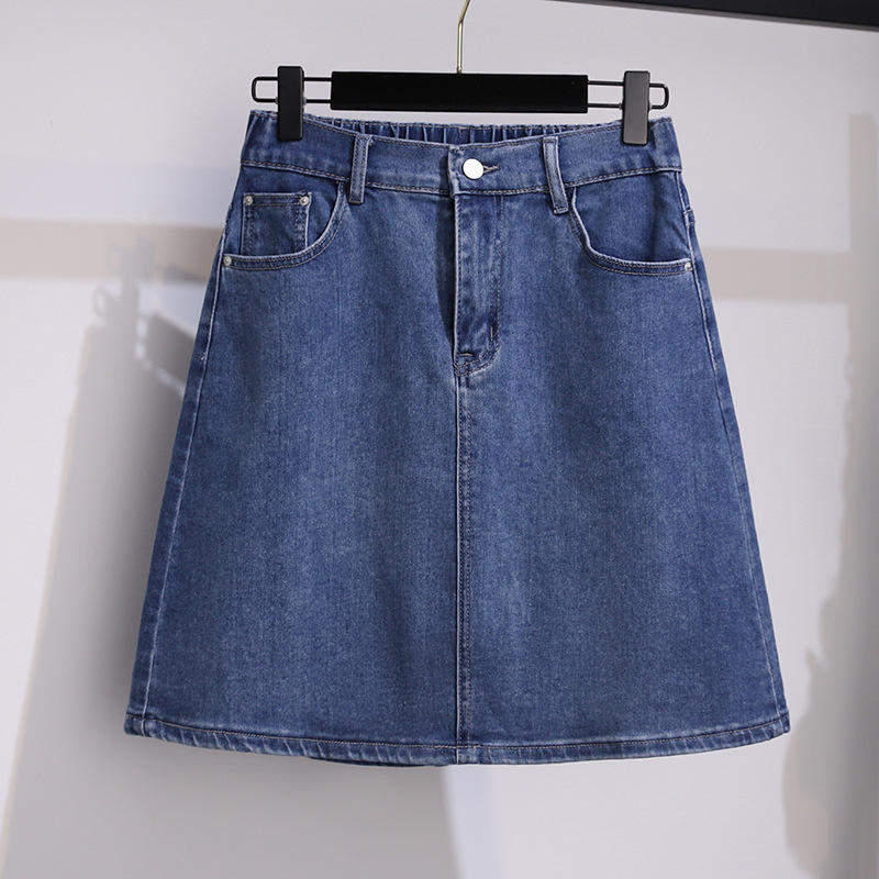 A generation of super fat size women's 200/300kg denim overskirt slim casual Joker loose