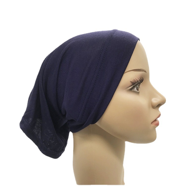 Cross-border Hot Selling High Elastic mercerized Cotton Modal Monochrome Cylinder Cap Base Cap Women's Arabian Scarf Cap