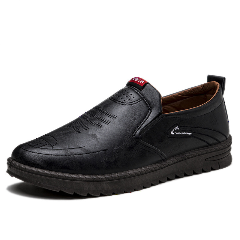 Men's casual shoes 2023 spring new pedal cross-border wholesale soft leather soft bottom breathable business leather shoes
