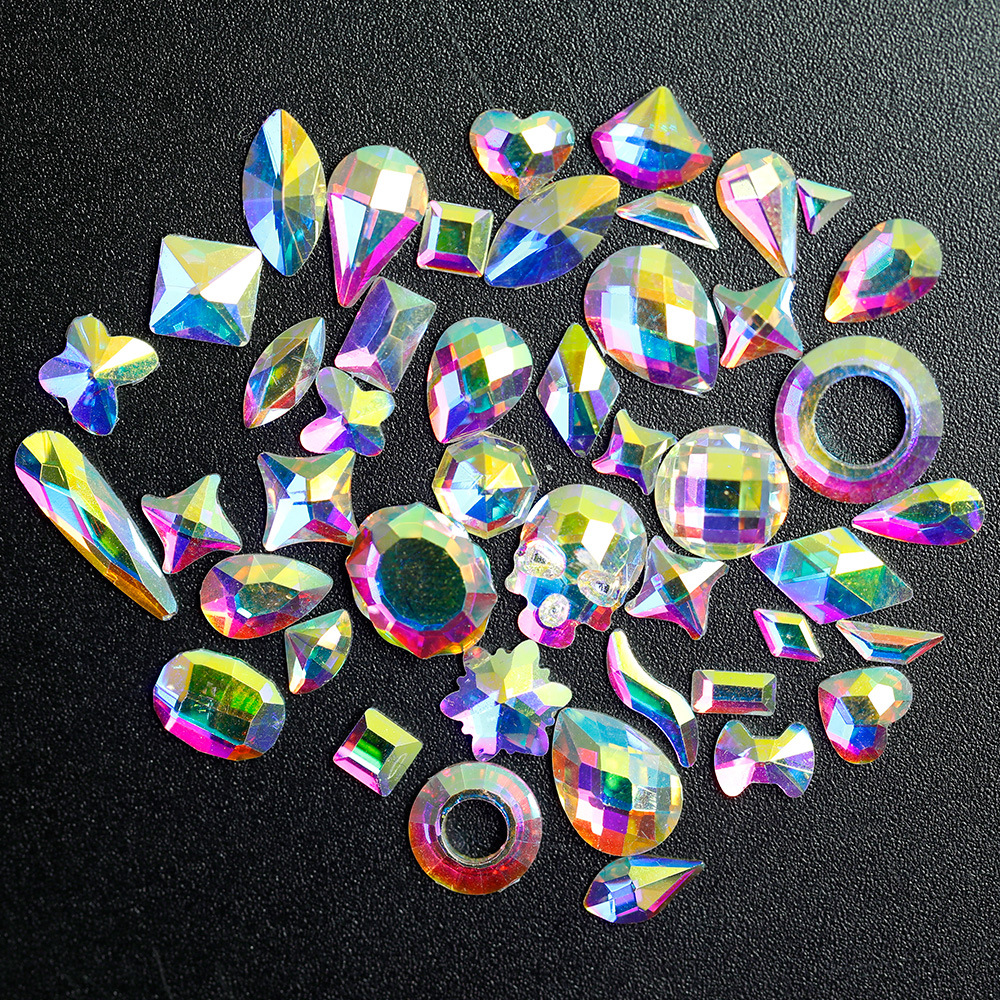 2023 new nail accessories nail stickers glass flat diamond AB color special-shaped diamond small love DIY rhinestone wholesale