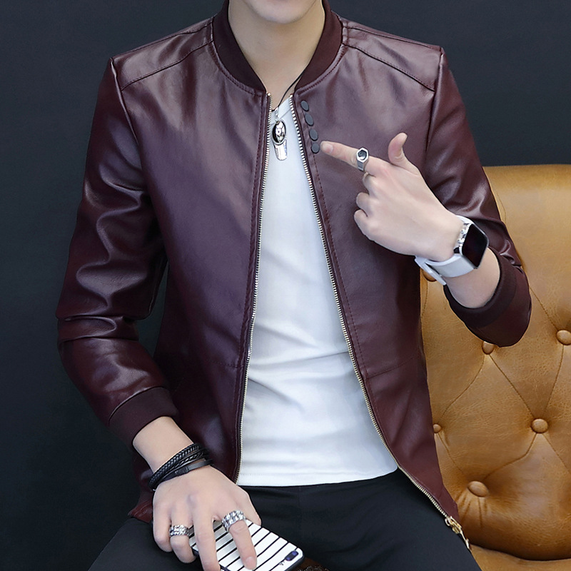 A generation of hair leather men's spring and autumn 2021 New Korean casual large size leather jacket men's coat coat tide