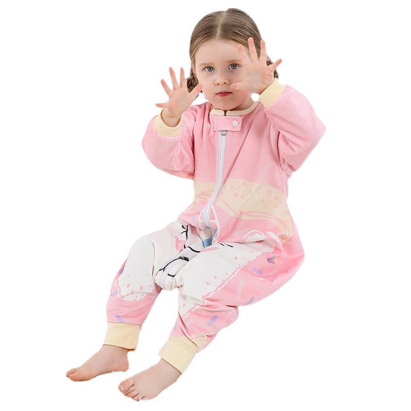 MICHLEY cross-border new sleeping bag spring and autumn children's leg sleeping bag baby jumpsuit children's pajamas