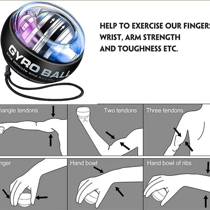 Wrist ball fitness gyro grip ball arm strength muscle training with light color hand trainer factory direct supply