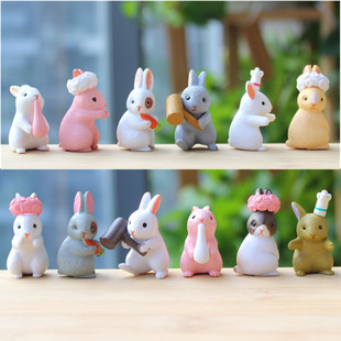 New Cute Garden Rabbit Mini Animal Micro Landscape Ornaments Doll Rabbit Doll Cake Decorations Model
