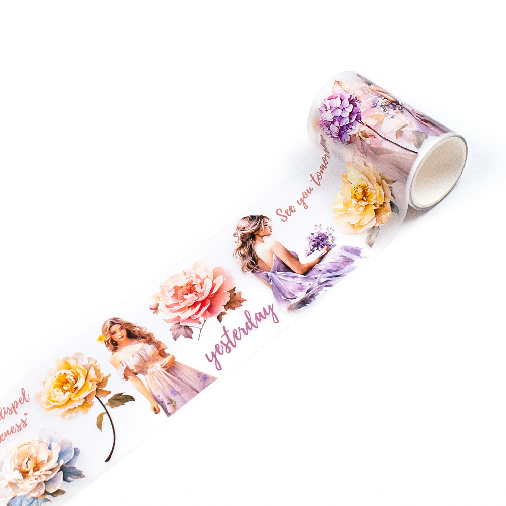 Cross-border popular light retro character Journal tape flower pet Journal landscape diy collage material fresh Journal
