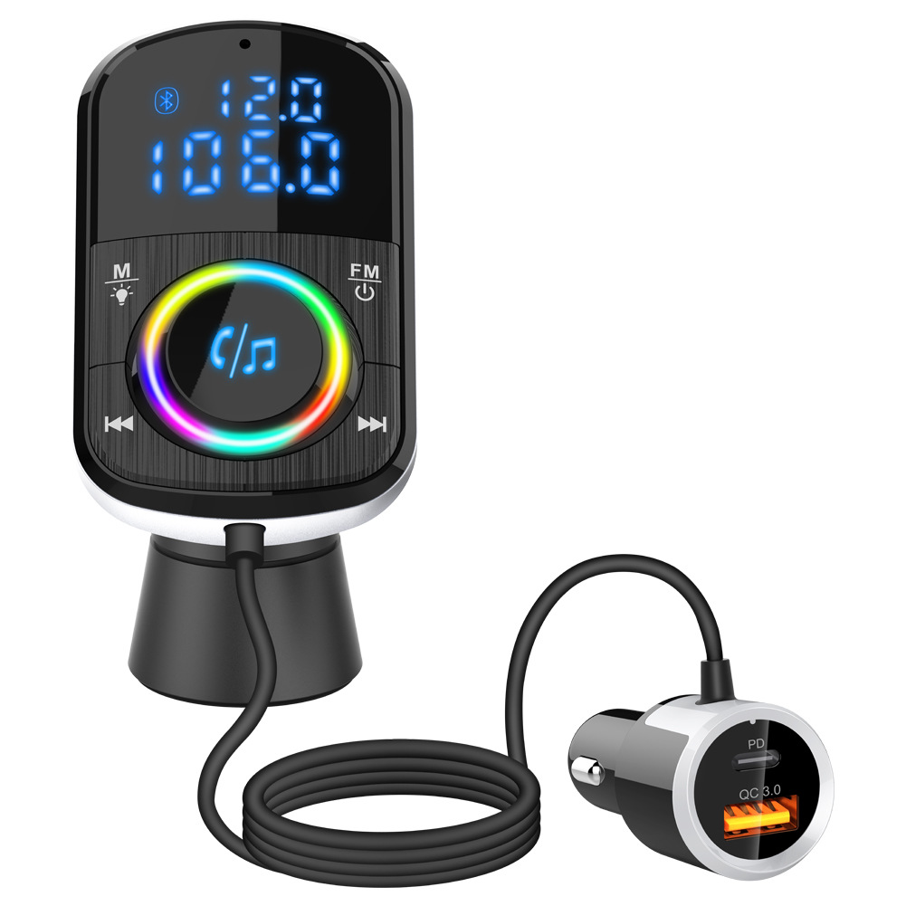 Dual-screen atmosphere light display car MP3 Bluetooth player lossless sound quality HD sound fast charging car charger