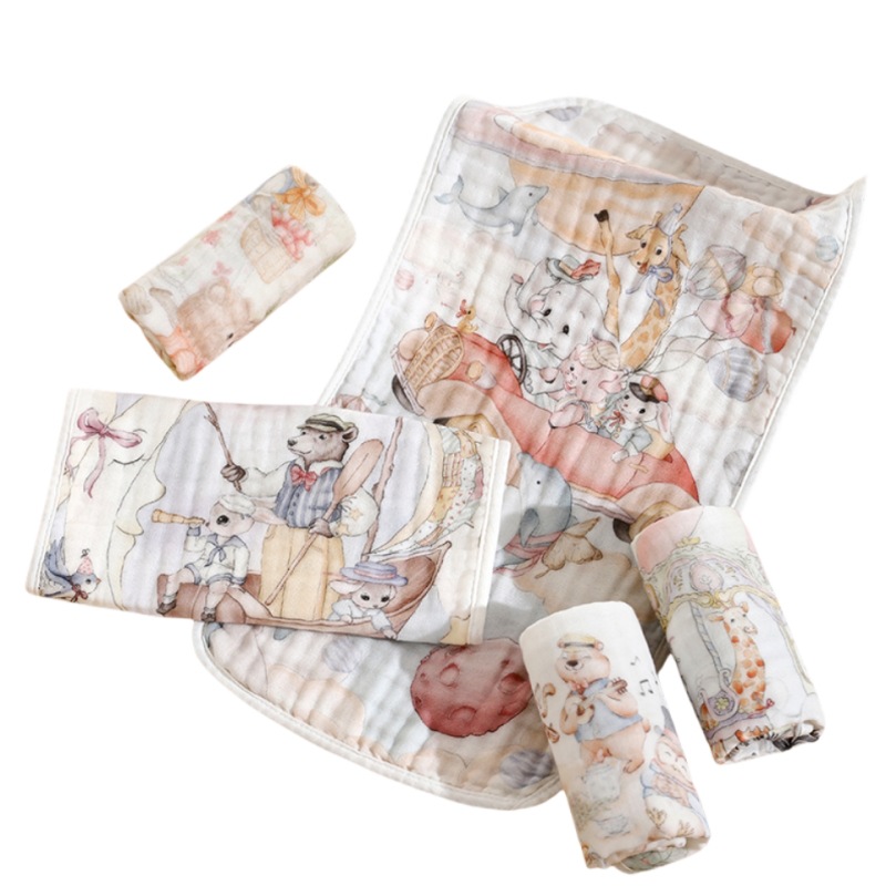 Baby Square Towel 6-Layer Pure Cotton Gauze Slippery Towel Absorbent Soft Baby Household Hand Towel Face Wipe