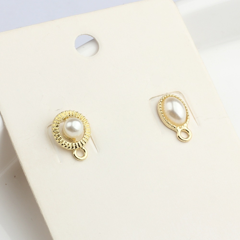 diy Ear Accessories Simple Alloy Point Pearl Geometric Round Temperament Ear Stud Pendant Earrings Hand-made Material