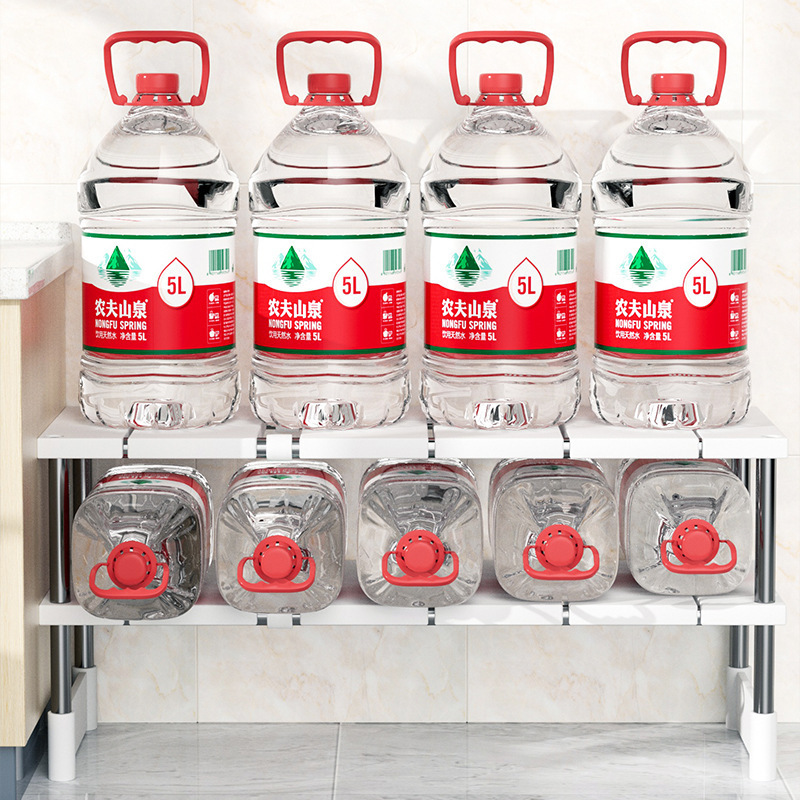 Kitchen Extendable Sink Storage Rack Cabinet Layered Rack Kitchen Cabinet Storage Multifunctional Pot Rack Storage Shelf