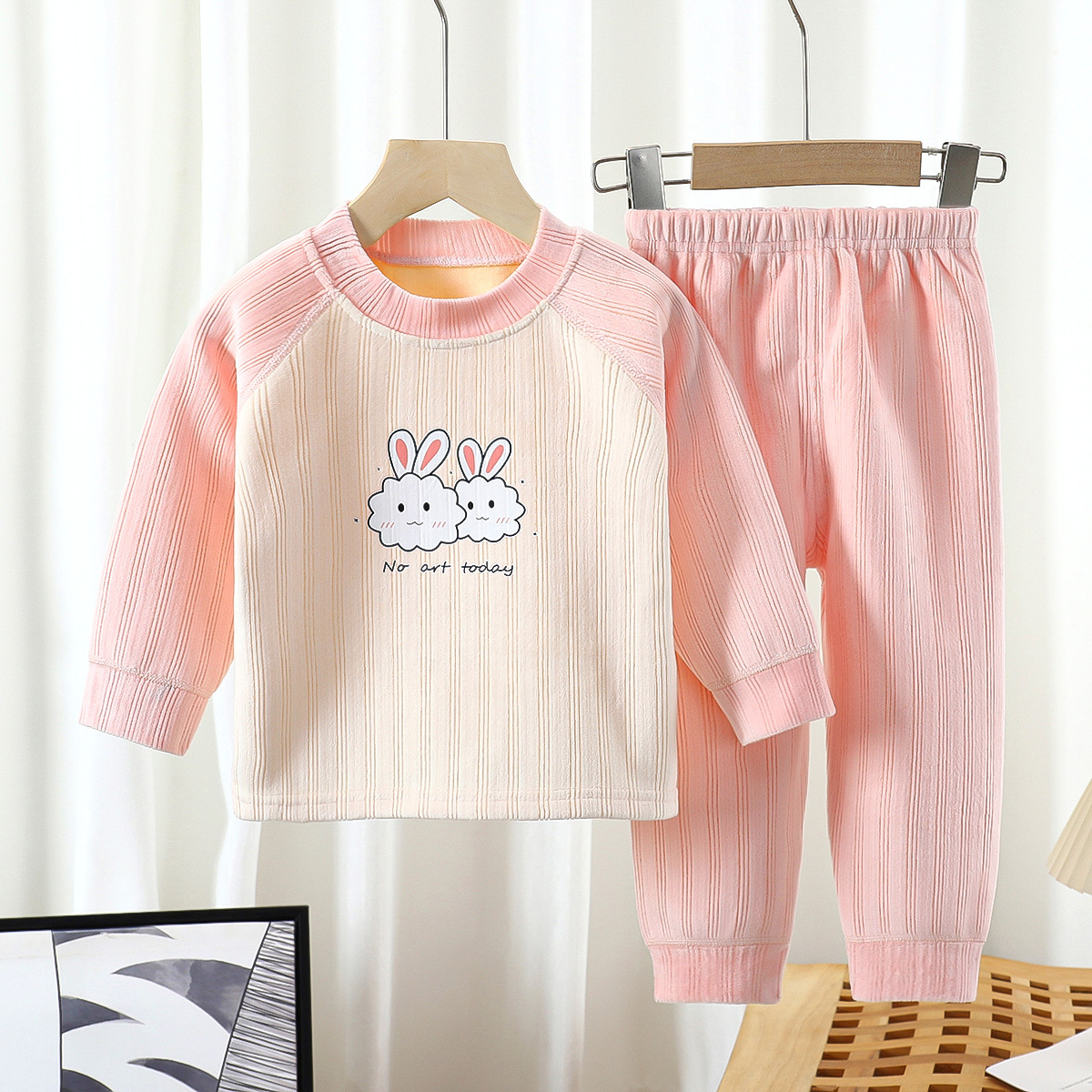 New Autumn and Winter Children's fleece-lined Thickened Thermal Underwear for Boys and Girls Autumn Clothes and Pants suit Baby Home Clothes