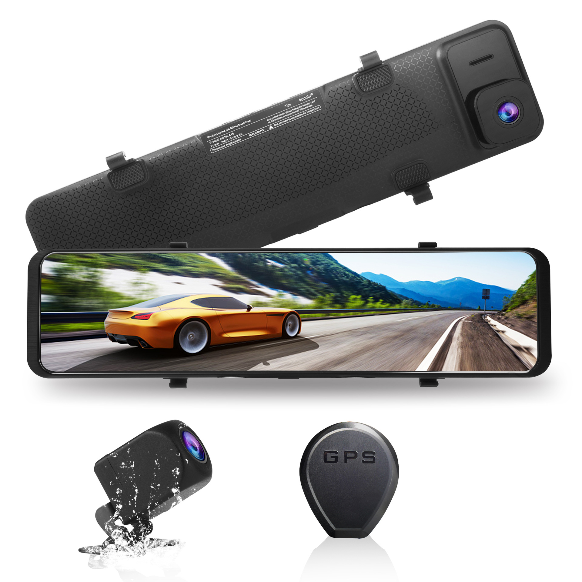 A16 Новый 12 дюймов 2,5 K рекордер вождения WiFi взаимосвязанный HD GPS рекордер двойной объектив реверсивное изображение