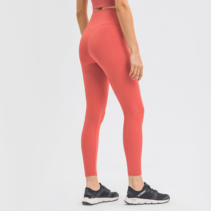 New Upgraded Naked Skin-friendly No Embarrassment Line Yoga Pants High Waist Abdominal Tight Running Fitness Cropped Pants D19108-2