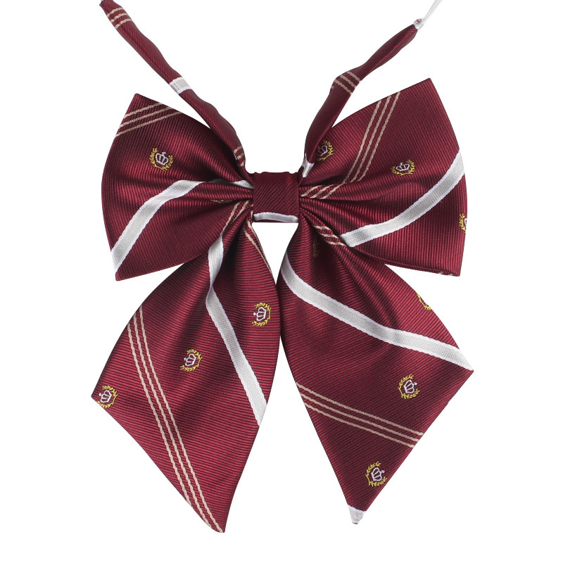 Bow tie female JK feather root collar flower female student graduation photo academic clothing wine red college style collar flower Japanese bow
