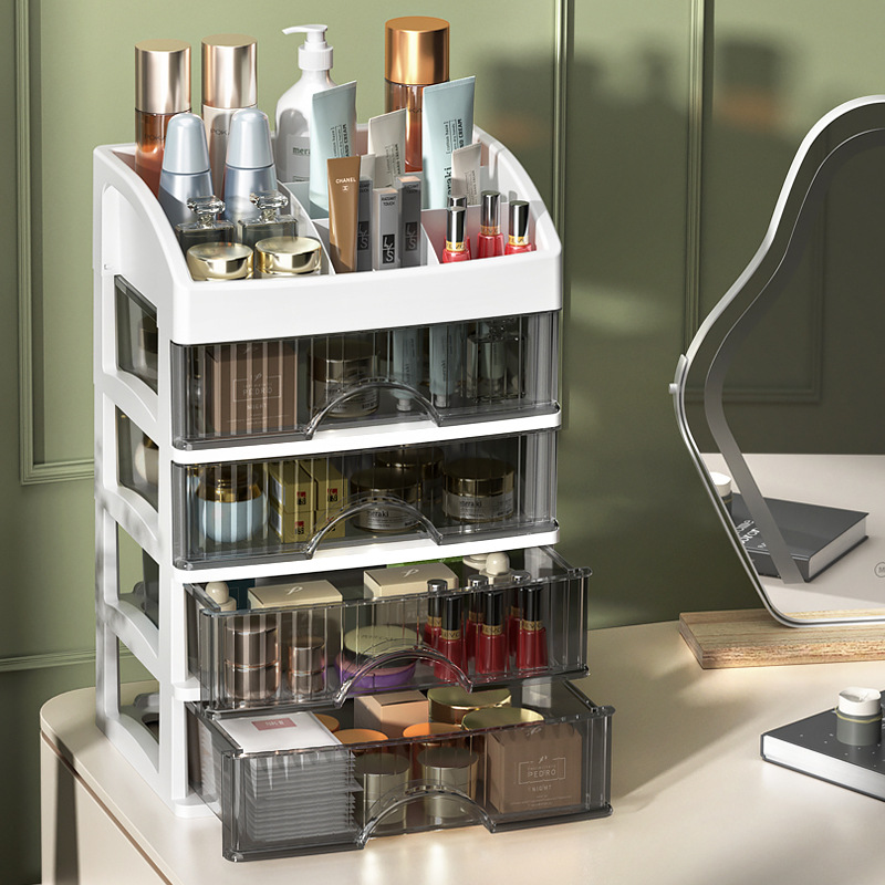 Black Smoke Crown Desktop Cosmetic Storage Box Storage Cabinet Partition Transparent Cosmetic Jewelry Filler Cabinet