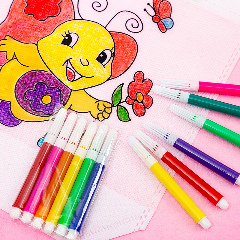 12 Color 6 Color Mini Color Pen Children's Kindergarten Coloring Painting Watercolor Pen Color Brush Graffiti Painting Stationery