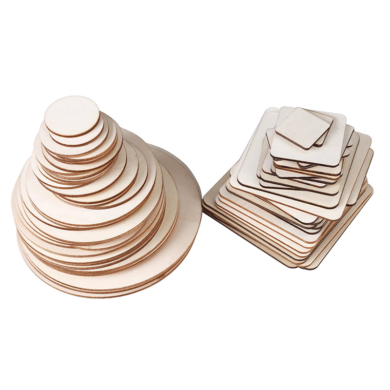DIY Round Wood Laser Cutting Pieces Wood Board Wooden Crafts Oval Love Geometry