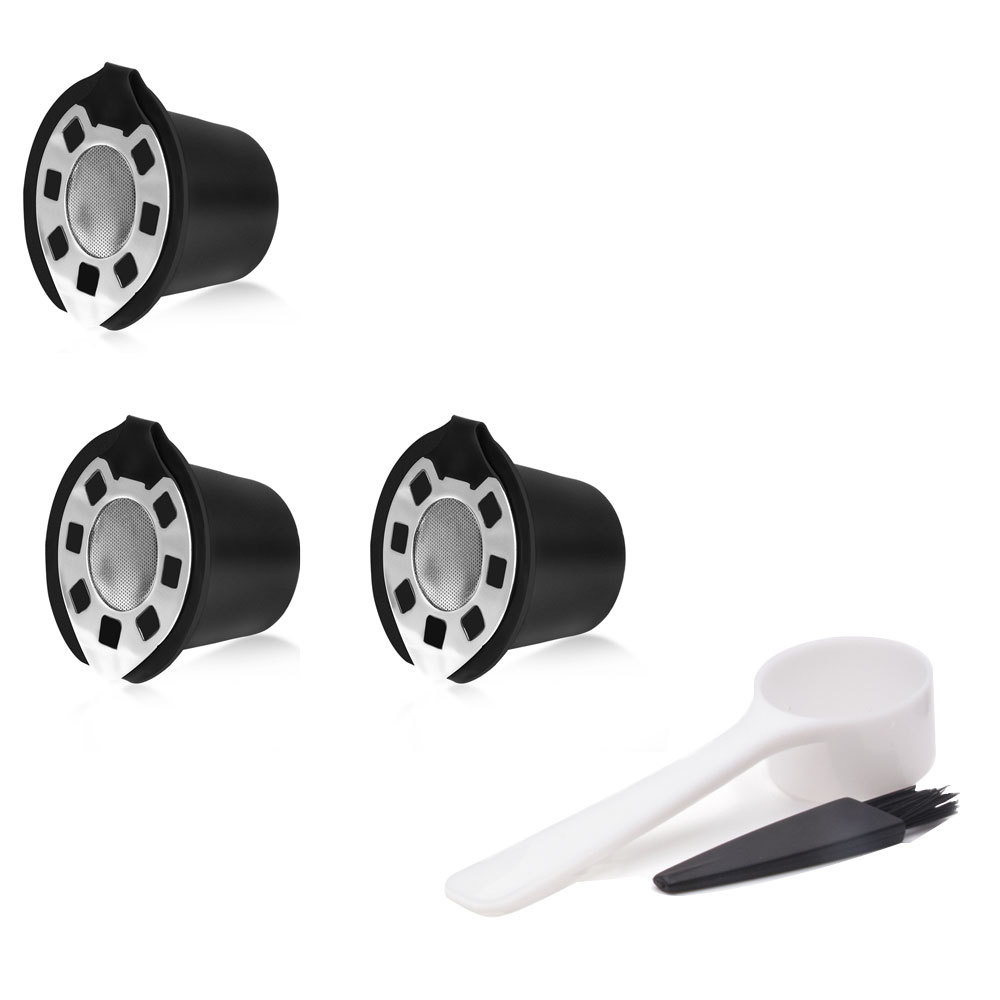 Best selling 6 piece Nespresso reusable capsule stainless steel lid refillable coffee powder shell