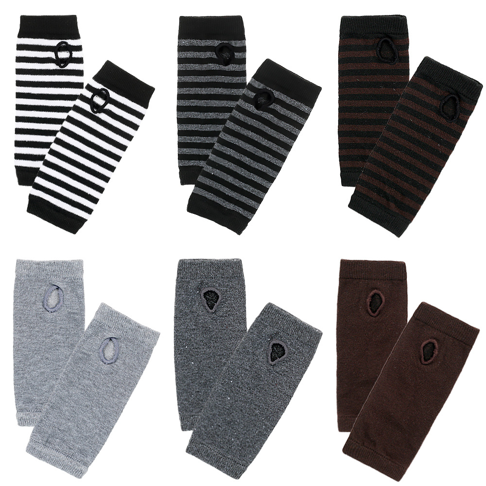 Cross-border Knitted Finger-leaking Gloves cospla Anime Striped Finger-wearing Wrist Sleeve Children's Finger-exposed Arm Sleeve Thin