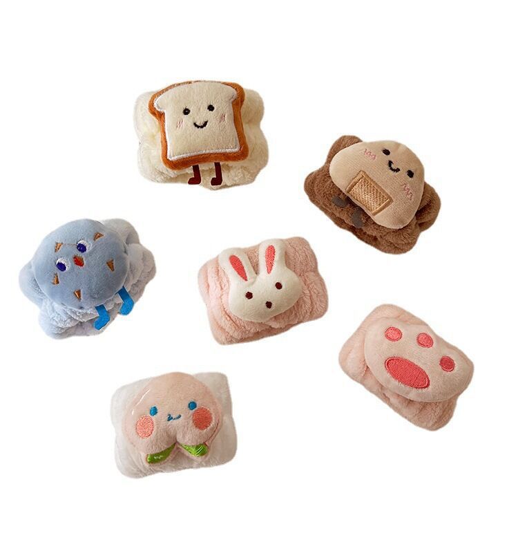 Cute cartoon toast face washing wrist strap waterproof moisture-proof artifact absorbent cuff wristband bracelet set wash sweat-absorbing