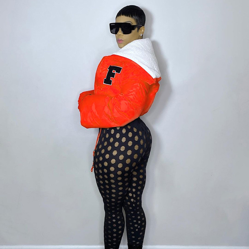 Q22TP392 European and American women's clothing 2022 autumn and winter New Fashion solid color embroidery North American small stand collar casual cot_voghion.com