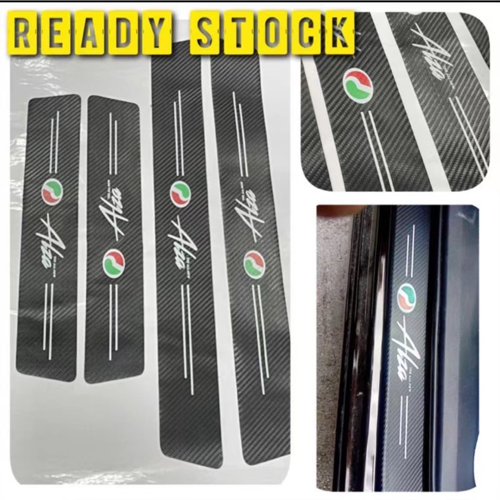 Car Threshold Bar Carbon Fiber Pattern Door Protection Sticker Pedal Supplies Anti-collision Protection Decorative Threshold Bar Sticker